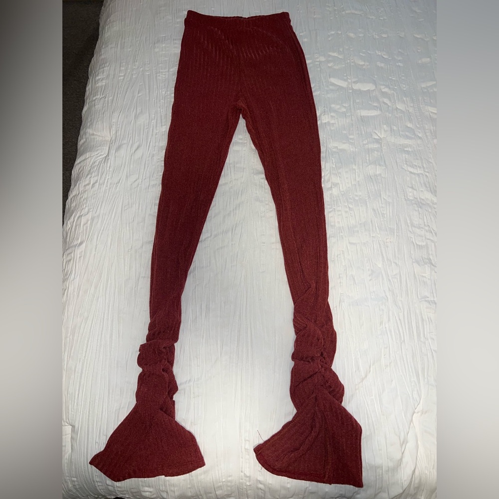 Fashion Nova Deep Red Knit Leggings